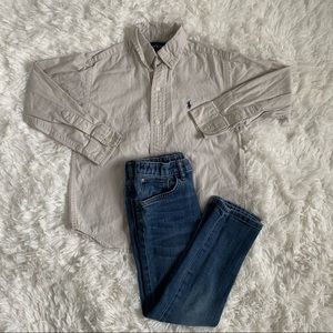 Boys Ralph Lauren button up w/ blue denim jeans
